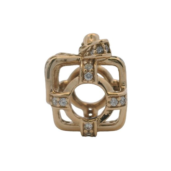 Pandora 14kt Yellow Gold CZ Cubic Zirconia All Wrapped Up Spacer Slider Charm - Picture 4 of 6